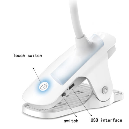 LED โคมไฟตั้งโต๊ะแบบหนีบ USB โคมไฟข้างเตียงป้องกันดวงตา, Plug-in, Charging 800mAh