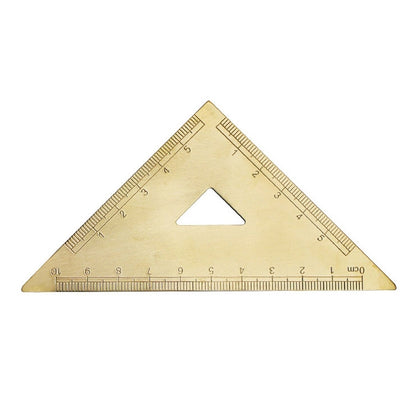 4 ชิ้นทองเหลืองย้อนยุควาดไม้บรรทัดวัดเครื่องมือ, 0-10cm Isosceles Triangle Ruler, 0-10cm Right Angle Triangle Ruler, 0-15cm Wave Ruler, 0-15cm Ruler, 0-18cm Ruler, 0-120mm Caliper Single Scale, 0-180 Degree Protractor, 0-120mm Caliper Double Scale