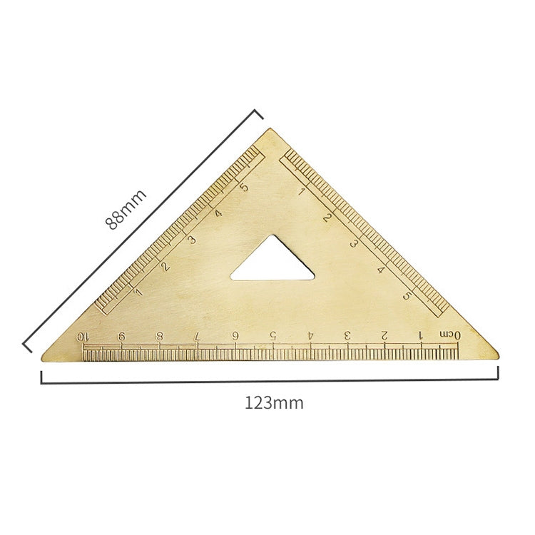 4 ชิ้นทองเหลืองย้อนยุควาดไม้บรรทัดวัดเครื่องมือ, 0-10cm Isosceles Triangle Ruler, 0-10cm Right Angle Triangle Ruler, 0-15cm Wave Ruler, 0-15cm Ruler, 0-18cm Ruler, 0-120mm Caliper Single Scale, 0-180 Degree Protractor, 0-120mm Caliper Double Scale