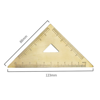 4 ชิ้นทองเหลืองย้อนยุควาดไม้บรรทัดวัดเครื่องมือ, 0-10cm Isosceles Triangle Ruler, 0-10cm Right Angle Triangle Ruler, 0-15cm Wave Ruler, 0-15cm Ruler, 0-18cm Ruler, 0-120mm Caliper Single Scale, 0-180 Degree Protractor, 0-120mm Caliper Double Scale