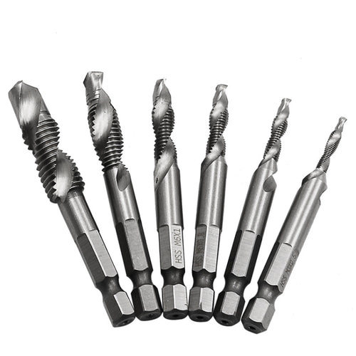 6 ชิ้น / เซ็ต HSS Multi-Function Integrated Tap Hole Tapping Chamfering, 6 PCS / Set Hole Tapping Chamfering