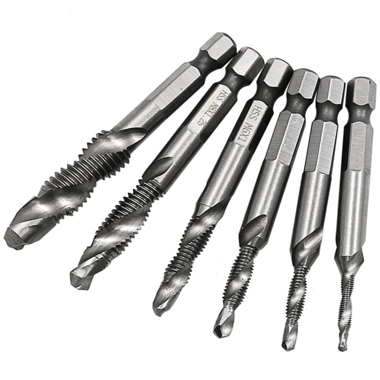 6 ชิ้น / เซ็ต HSS Multi-Function Integrated Tap Hole Tapping Chamfering, 6 PCS / Set Hole Tapping Chamfering