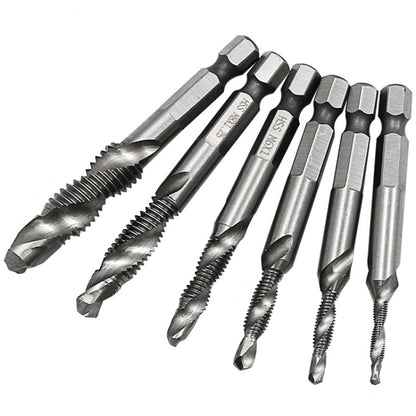 6 ชิ้น / เซ็ต HSS Multi-Function Integrated Tap Hole Tapping Chamfering, 6 PCS / Set Hole Tapping Chamfering