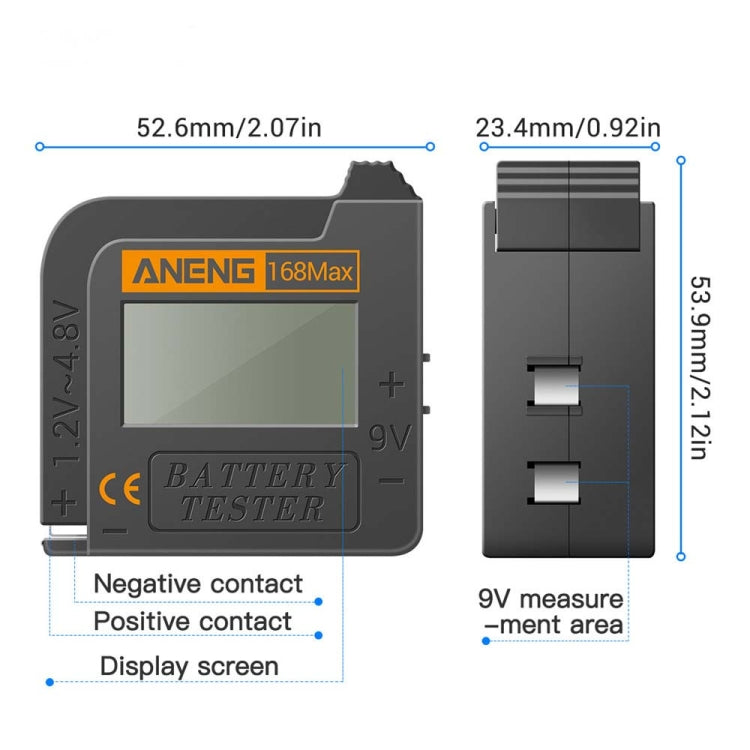 2 ชิ้น ANENG 168MAX เครื่องทดสอบแบตเตอรี่แบบพกพาความแม่นยำสูงแบตเตอรี่เครื่องทดสอบพลังงานแบตเตอรี่เครื่องทดสอบความจุ