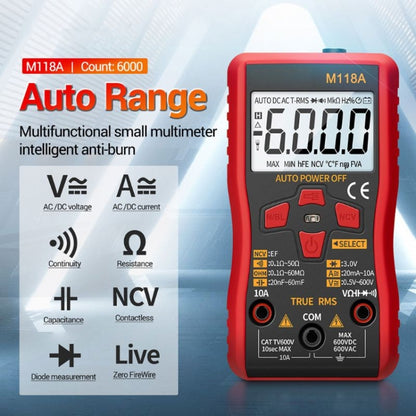 ANENG M118A มัลติมิเตอร์แบบช่วงอัตโนมัติความแม่นยำสูง Multi-Function Small Electrician Instrumentation Digital Universal Meter