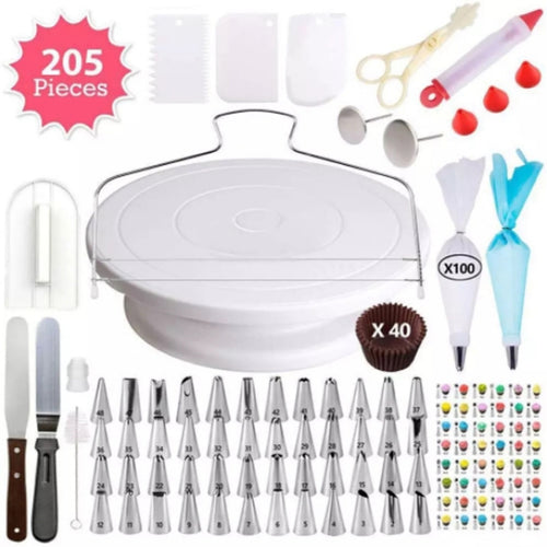 205 in 1 เค้กตกแต่งจานเสียงชุดเค้กตกแต่งปากอุปกรณ์อบ, 205 PCS/Set