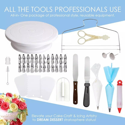 205 in 1 เค้กตกแต่งจานเสียงชุดเค้กตกแต่งปากอุปกรณ์อบ, 205 PCS/Set
