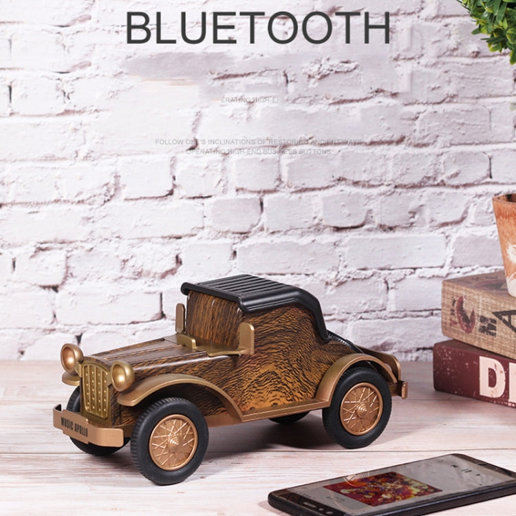 A9 Retro Wood Grain Classic Car Shape ลำโพงไร้สาย Bluetooth ซับวูฟเฟอร์วิทยุโทรศัพท์มือถือแบบพกพาขาตั้งลำโพงขนาดเล็ก