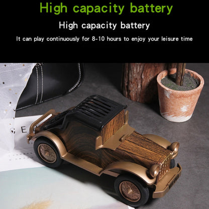 A9 Retro Wood Grain Classic Car Shape ลำโพงไร้สาย Bluetooth ซับวูฟเฟอร์วิทยุโทรศัพท์มือถือแบบพกพาขาตั้งลำโพงขนาดเล็ก