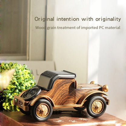 A9 Retro Wood Grain Classic Car Shape ลำโพงไร้สาย Bluetooth ซับวูฟเฟอร์วิทยุโทรศัพท์มือถือแบบพกพาขาตั้งลำโพงขนาดเล็ก
