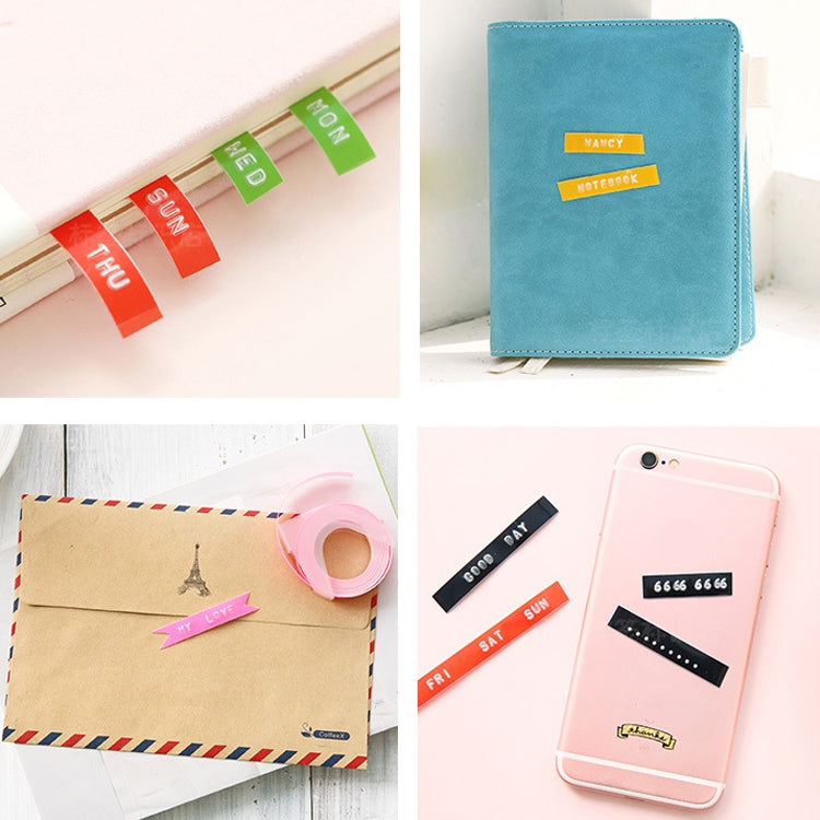 CIDY C101 Mini Manual Label Machine เครื่องลายนูนเครื่องพิมพ์ดีด บัญชีมือ กระดาษเทปตกแต่ง, การจัดส่งสีแบบสุ่ม