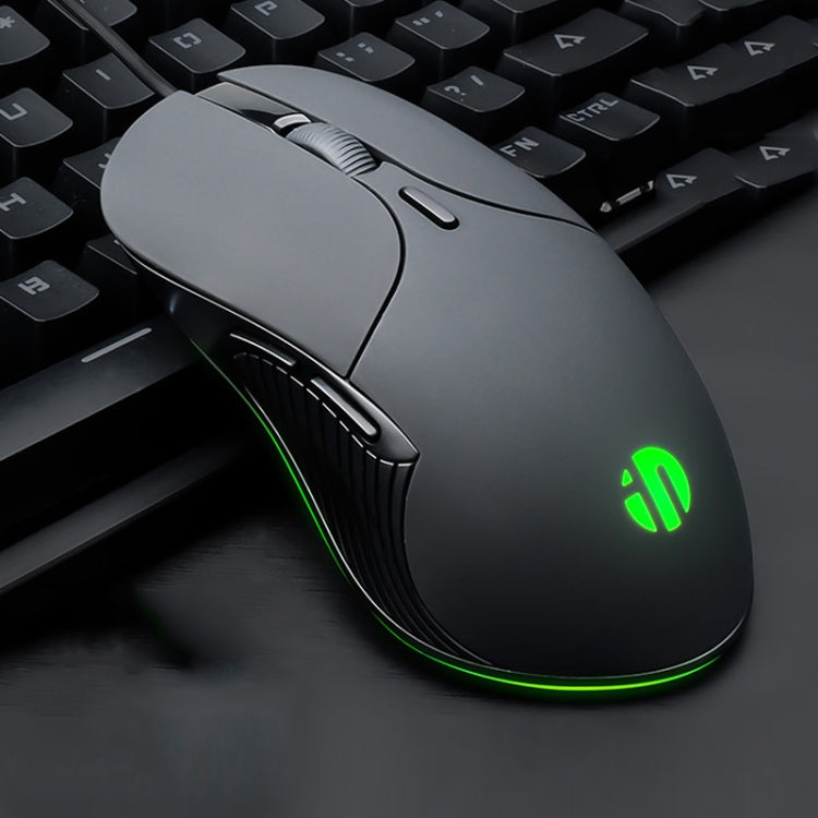Inphic PB1 Business Office เมาส์สำหรับเล่นเกมแบบมีสายความละเอียดมาโครปิดเสียง ความยาวสายเคเบิล: 1.5 ม, Classic Back Breathing Light, Matte White Breathing Light