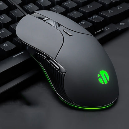 Inphic PB1 Business Office เมาส์สำหรับเล่นเกมแบบมีสายความละเอียดมาโครปิดเสียง ความยาวสายเคเบิล: 1.5 ม, Classic Back Breathing Light, Matte White Breathing Light