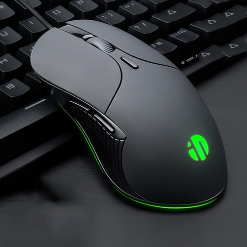 Inphic PB1 Business Office เมาส์สำหรับเล่นเกมแบบมีสายความละเอียดมาโครปิดเสียง ความยาวสายเคเบิล: 1.5 ม, Classic Back Breathing Light, Matte White Breathing Light