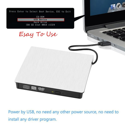 Slim ภายนอก USB 3.0 DVD RW CD Writer Drive Burner Reader Player สำหรับแล็ปท็อปพีซี, Brushed Texture DVD(W)