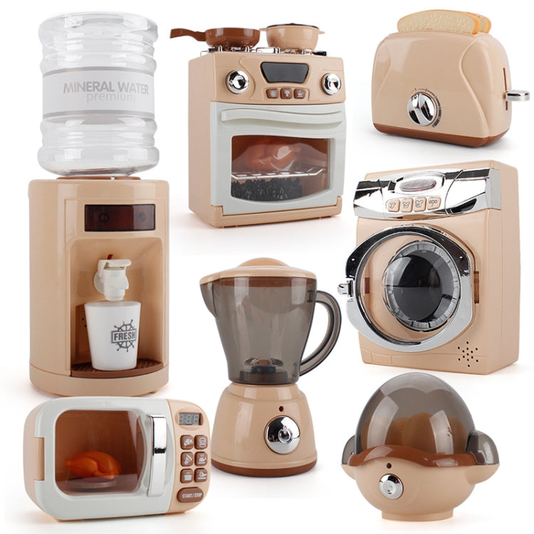 จำลองปริศนาครัวของเล่นเล่นบ้านเครื่องใช้ในครัวรุ่น, Washing Machine, Bread Machine, Stove Oven, Water Dispenser, Microwave Oven, Egg Steamer, Juicer