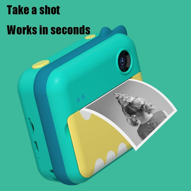 P1 ไม่มีการ์ดเด็กกล้องทันที 1200W ด้านหน้าและด้านหลังเลนส์คู่มินิพิมพ์ภาพถ่ายกล้องดิจิตอลของเล่น (ไดโนเสาร์สีเขียว), Green Dinosaur No Card, Pink Cat No Card, Green Dinosaur 16GB, Pink Cat 16GB, Green Dinosaur 32GB, Pink Cat 32GB