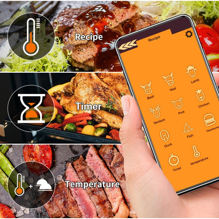 TY530 BBQ Probe เครื่องวัดอุณหภูมิบลูทูธไร้สาย APP โทรศัพท์มือถือครัวอาหารบาร์บีคิวเตาอบเครื่องวัดอุณหภูมิ, Food Temperature Range: -40-100 degree