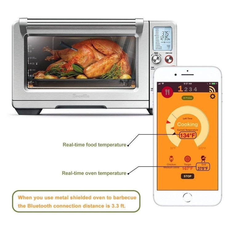 TY530 BBQ Probe เครื่องวัดอุณหภูมิบลูทูธไร้สาย APP โทรศัพท์มือถือครัวอาหารบาร์บีคิวเตาอบเครื่องวัดอุณหภูมิ, Food Temperature Range: -40-100 degree