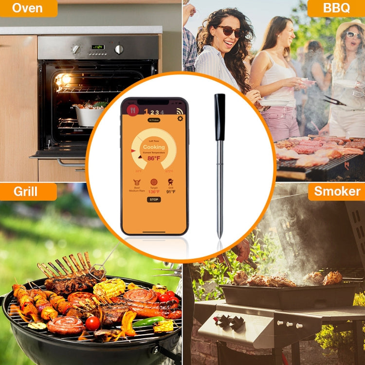 TY530 BBQ Probe เครื่องวัดอุณหภูมิบลูทูธไร้สาย APP โทรศัพท์มือถือครัวอาหารบาร์บีคิวเตาอบเครื่องวัดอุณหภูมิ, Food Temperature Range: -40-100 degree