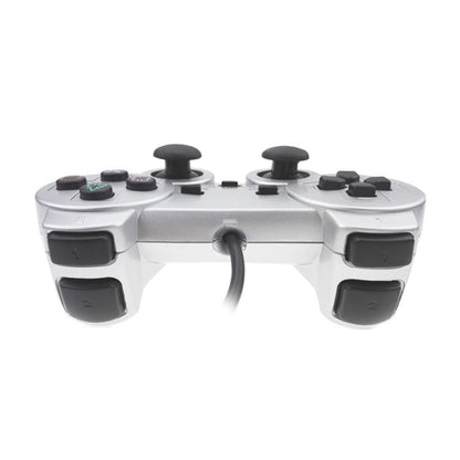 เกมแพดแบบมีสายมอเตอร์คู่การสั่นสะเทือนเกมฉีดเชื้อเพลิงเงินเหมาะสำหรับ PS2, For PS2