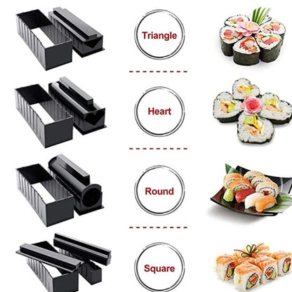 แม่พิมพ์ซูชิ 11 ใน 1 พร้อมมีดซูชิแม่พิมพ์ลูกข้าว DIY Home Creative ชุดซูชิโรล, Sushi Roll Set
