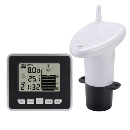 TS-FT002 มัลติฟังก์ชั่นอัลตราโซนิกอิเล็กทรอนิกส์ถังน้ำระดับพร้อมเครื่องวัดอุณหภูมิอุณหภูมิในร่มนาฬิกา แสดงผล เกจวัดระดับน้ำ, TS-FT002