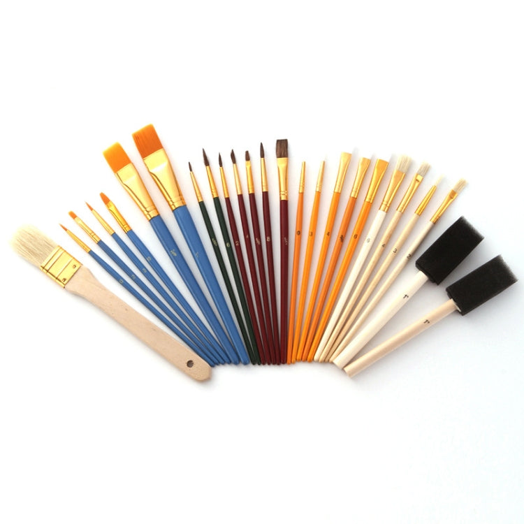 ZHU TING 25 ชิ้น/เซ็ตมัลติฟังก์ชั่นแปรงทาสีน้ำมัน Gouache สีน้ำแปรงทาสีอะคริลิคนักเรียนภาพวาดอุปกรณ์, Watercolor Acrylic Paint Brush