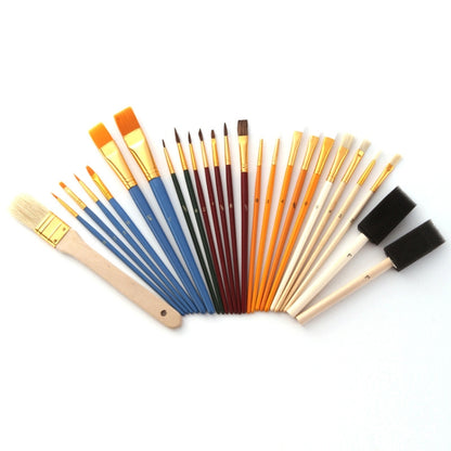 ZHU TING 25 ชิ้น/เซ็ตมัลติฟังก์ชั่นแปรงทาสีน้ำมัน Gouache สีน้ำแปรงทาสีอะคริลิคนักเรียนภาพวาดอุปกรณ์, Watercolor Acrylic Paint Brush