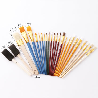 ZHU TING 25 ชิ้น/เซ็ตมัลติฟังก์ชั่นแปรงทาสีน้ำมัน Gouache สีน้ำแปรงทาสีอะคริลิคนักเรียนภาพวาดอุปกรณ์, Watercolor Acrylic Paint Brush