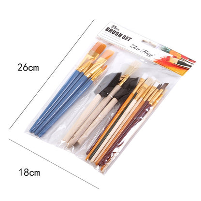 ZHU TING 25 ชิ้น/เซ็ตมัลติฟังก์ชั่นแปรงทาสีน้ำมัน Gouache สีน้ำแปรงทาสีอะคริลิคนักเรียนภาพวาดอุปกรณ์, Watercolor Acrylic Paint Brush