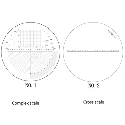 ไฟ LED 8 ดวง 3 กลุ่มของกระจกออปติคัล HD พร้อมสเกลแว่นขยาย 10 เท่า, Complex Scale Board, Cross Scale Board