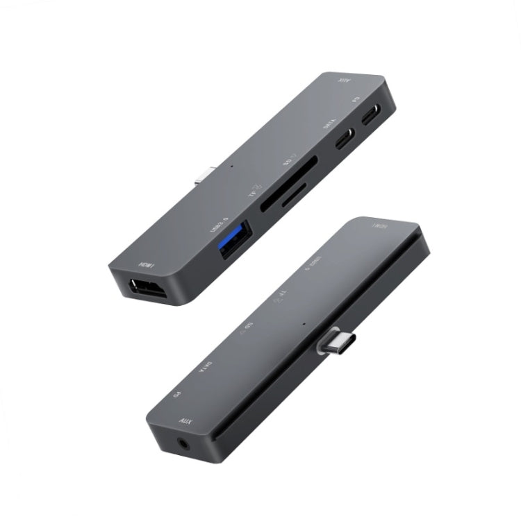 300A 7 in 1 USB3.0x1 + HDMIx1 + PD Portx1 + Type-Cx1 + SD/TF + 3.5 มม.Portx1 มัลติฟังก์ชั่ขยาย HUB Adapter สำหรับ iPad Pro
