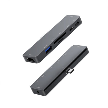 300A 7 in 1 USB3.0x1 + HDMIx1 + PD Portx1 + Type-Cx1 + SD/TF + 3.5 มม.Portx1 มัลติฟังก์ชั่ขยาย HUB Adapter สำหรับ iPad Pro