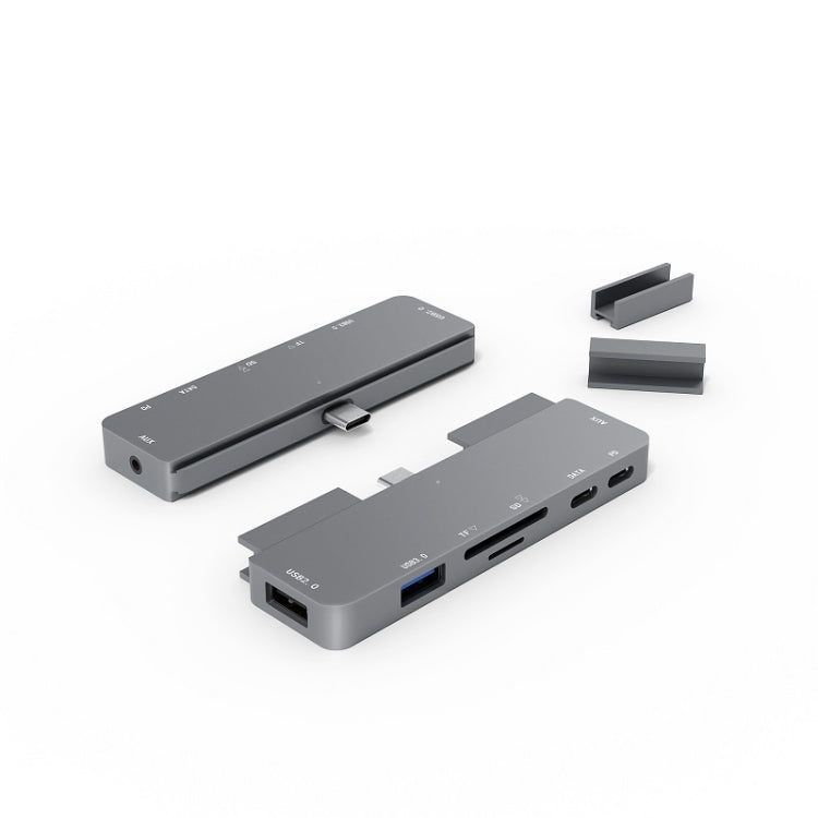 300A 7 in 1 USB3.0x1 + HDMIx1 + PD Portx1 + Type-Cx1 + SD/TF + 3.5 มม.Portx1 มัลติฟังก์ชั่ขยาย HUB Adapter สำหรับ iPad Pro