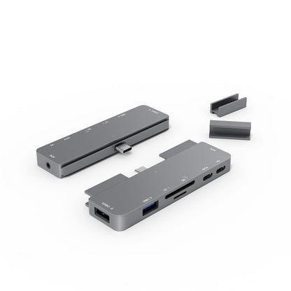 300A 7 in 1 USB3.0x1 + HDMIx1 + PD Portx1 + Type-Cx1 + SD/TF + 3.5 มม.Portx1 มัลติฟังก์ชั่ขยาย HUB Adapter สำหรับ iPad Pro
