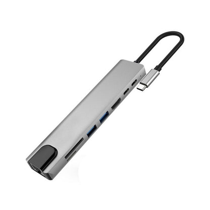 WC7367 8 ใน 1 87W Type-C ถึง PD+USB3.0x2+SD+TF+HDMI+RJ45+Type-c Docking Station HUB, WC7367
