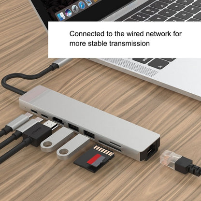 WC7367 8 ใน 1 87W Type-C ถึง PD+USB3.0x2+SD+TF+HDMI+RJ45+Type-c Docking Station HUB, WC7367