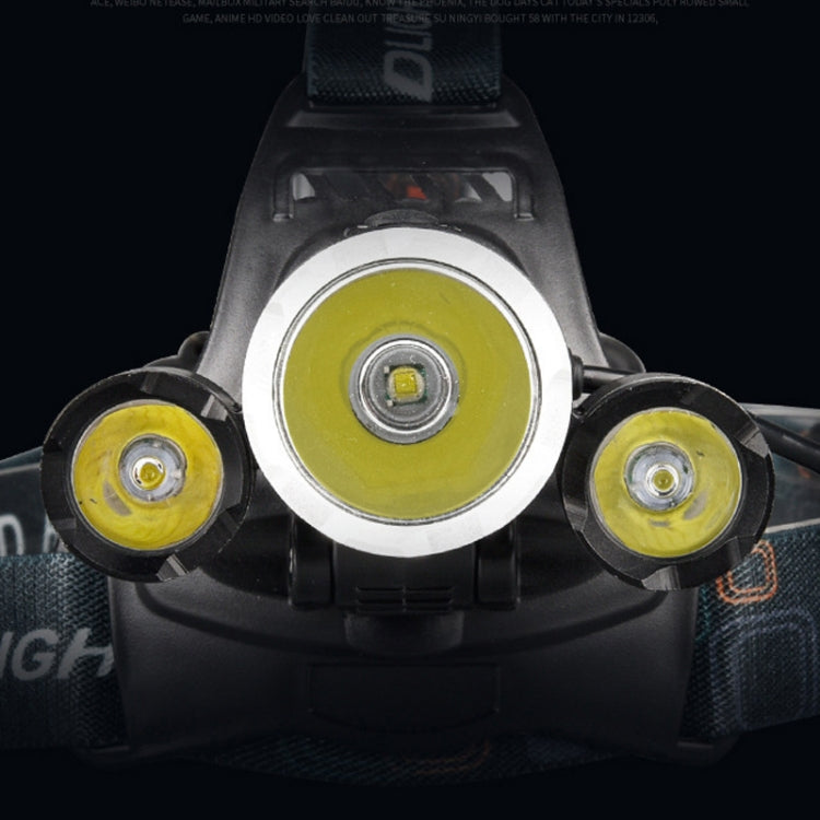 Strong Light Long-Range ชาร์จสามหัวโคมไฟตกปลากลางแจ้ง LED ไฟฉายติดหัว, (3T6 Without Battery), (3T6 2 Batteries), (1T6 x 2XPE Without Battery), 2 Batteries+EU Plug