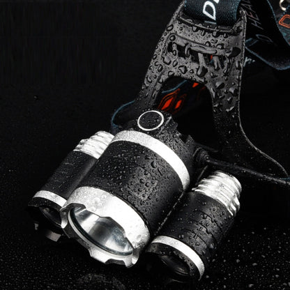 Strong Light Long-Range ชาร์จสามหัวโคมไฟตกปลากลางแจ้ง LED ไฟฉายติดหัว, (3T6 Without Battery), (3T6 2 Batteries), (1T6 x 2XPE Without Battery), 2 Batteries+EU Plug