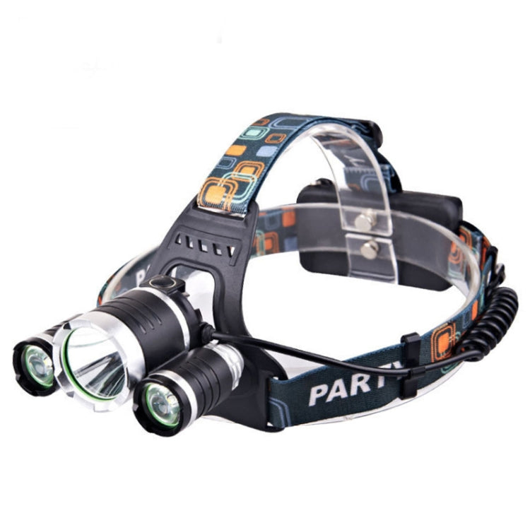 Strong Light Long-Range ชาร์จสามหัวโคมไฟตกปลากลางแจ้ง LED ไฟฉายติดหัว, (3T6 Without Battery), (3T6 2 Batteries), (1T6 x 2XPE Without Battery), 2 Batteries+EU Plug
