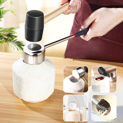 เครื่องมือเปิดมะพร้าวสแตนเลส 304 ชุดเครื่องมือโกนกะลามะพร้าว, 2 in 1 Coconut Opener