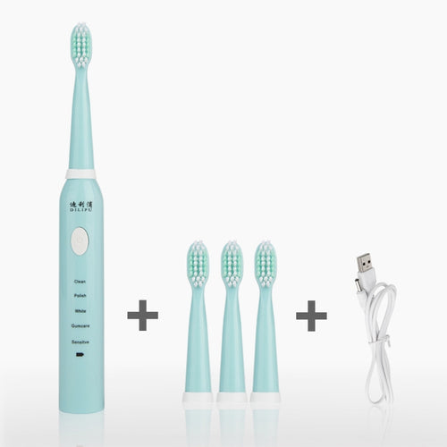 DELIPU แปรงสีฟันไฟฟ้าแบบชาร์จไฟได้โซนิคปรับความเร็ว 5 ระดับเด็กผู้ใหญ่ในครัวเรือนกันน้ำผมนุ่มไวท์เทนนิ่งแปรงสีฟัน, USB Charging Cable  (Blue), USB Charging Cable (White), USB Charging Stand (Blue), USB Charging Stand(Pink), USB Charging Stand(White)