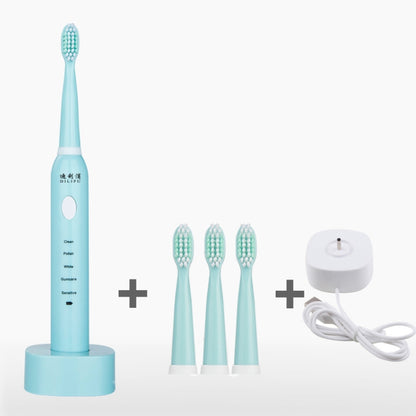 DELIPU แปรงสีฟันไฟฟ้าแบบชาร์จไฟได้โซนิคปรับความเร็ว 5 ระดับเด็กผู้ใหญ่ในครัวเรือนกันน้ำผมนุ่มไวท์เทนนิ่งแปรงสีฟัน, USB Charging Cable  (Blue), USB Charging Cable (White), USB Charging Stand (Blue), USB Charging Stand(Pink), USB Charging Stand(White)