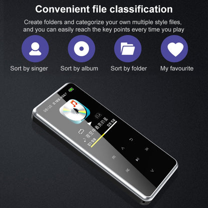เครื่องเล่น MP3 หน้าจอสัมผัสบลูทูธแบบพกพาเครื่องบันทึก E-Book, 4GB, 8GB, 16GB, 32GB