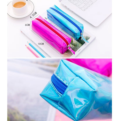 กล่องดินสอเลเซอร์สีรุ้ง PU โรงเรียนเครื่องเขียนของขวัญกล่องดินสอน่ารัก