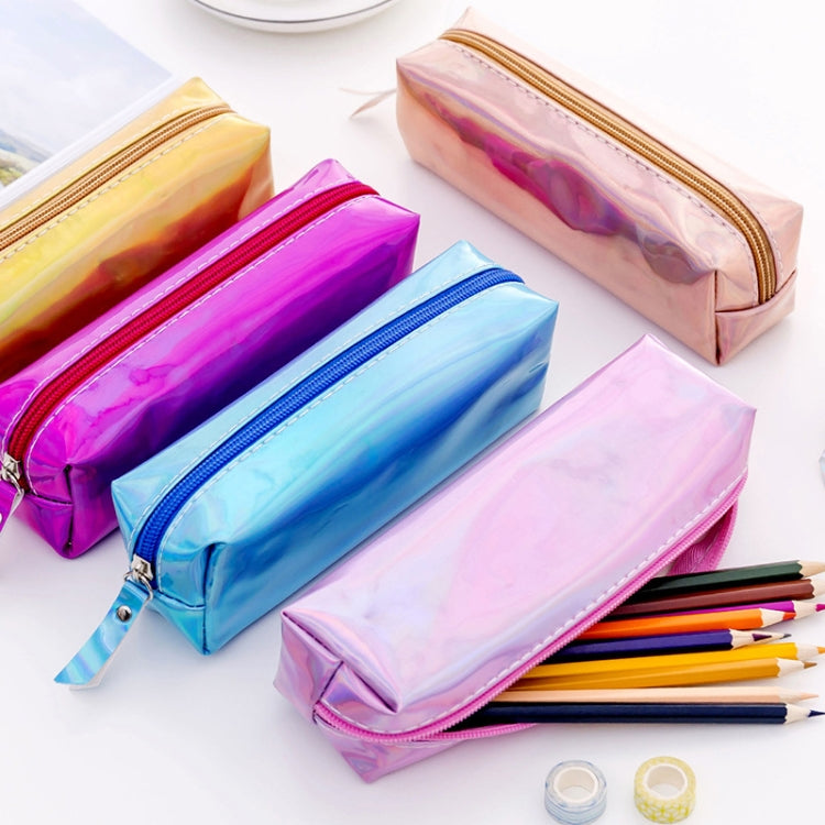 กล่องดินสอเลเซอร์สีรุ้ง PU โรงเรียนเครื่องเขียนของขวัญกล่องดินสอน่ารัก