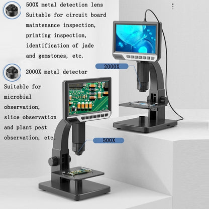 2000X 7 นิ้วกล้องจุลทรรศน์การสังเกตเซลล์จุลินทรีย์อิเล็กทรอนิกส์แว่นขยายดิจิตอล