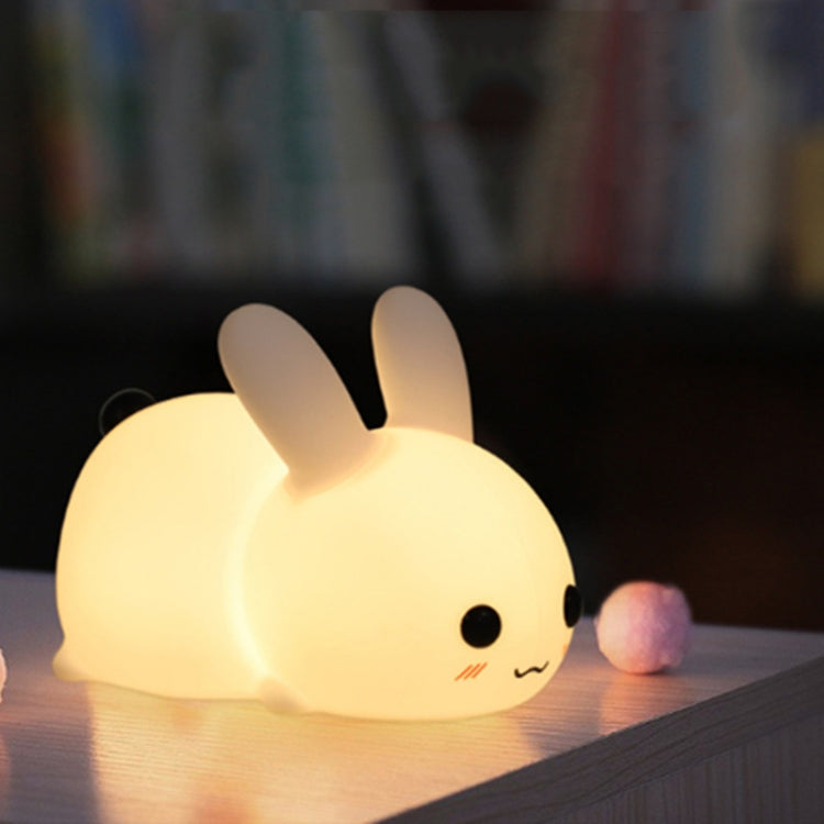 ซิลิโคนกระต่าย LED Night Light USB ชาร์จ Dual-Tone Light Pat Light