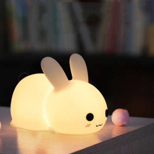 ซิลิโคนกระต่าย LED Night Light USB ชาร์จ Dual-Tone Light Pat Light